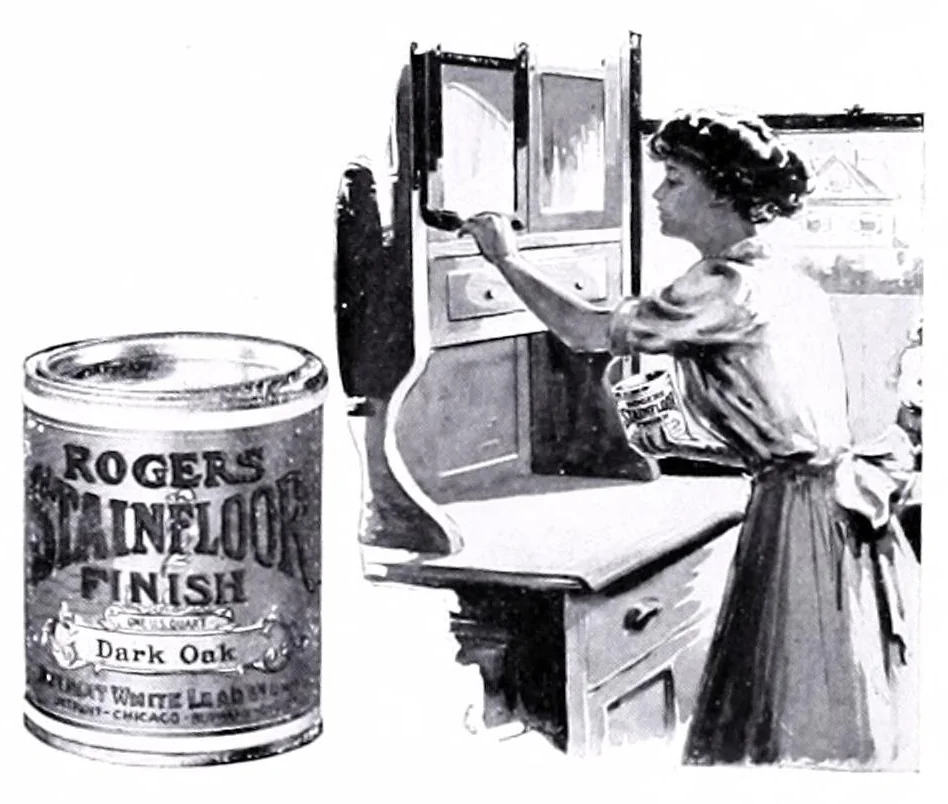 An illustration from Suggestions for practical & artistic home decoration : compliments of Rood & Chapman, general merchandise, paints, oils, varnishes, etc., Baltic, Conn. : agents for Rogers paints & varnishes., 1901, leaf 7