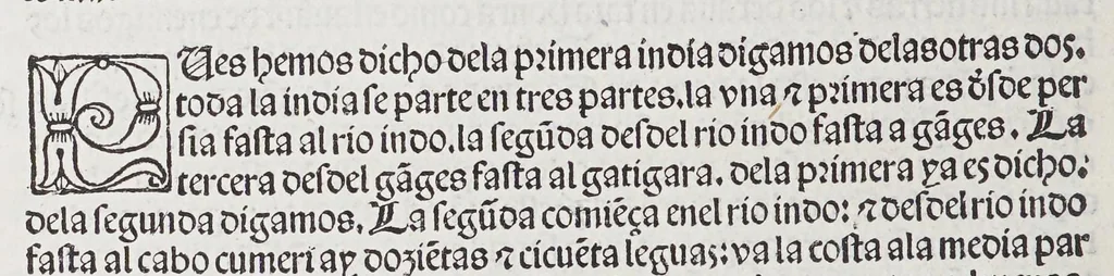 An illustration from Suma de geographia q[ue] trata de todas las partidas [y] prouincias del mundo: en especial de las Indias. [Y] trata largame[n]te del arte del marear: juntame[n]te con la espera en roma[n]ce: con el regimie[n]to del sol [y] del norte: nueuamente hecha, 1519, leaf 132