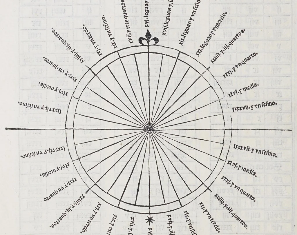 An illustration from Suma de geographia q[ue] trata de todas las partidas [y] prouincias del mundo: en especial de las Indias. [Y] trata largame[n]te del arte del marear: juntame[n]te con la espera en roma[n]ce: con el regimie[n]to del sol [y] del norte: nueuamente hecha, 1519, leaf 48
