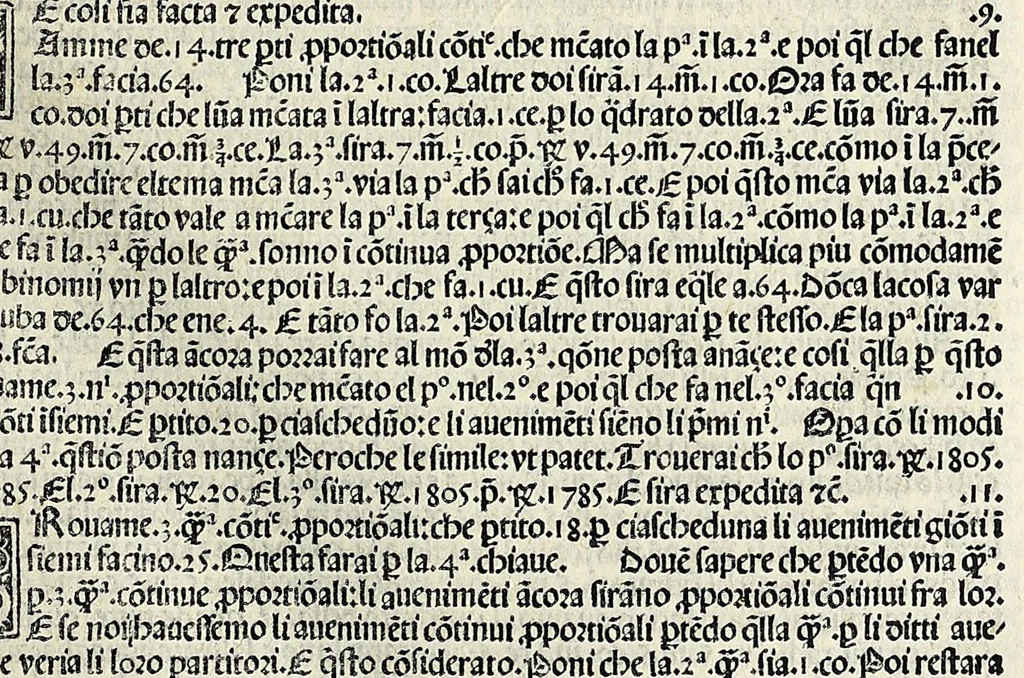 An illustration from Su[m]ma de arithmetica geometria proportioni [et] proportionalita, leaf 203