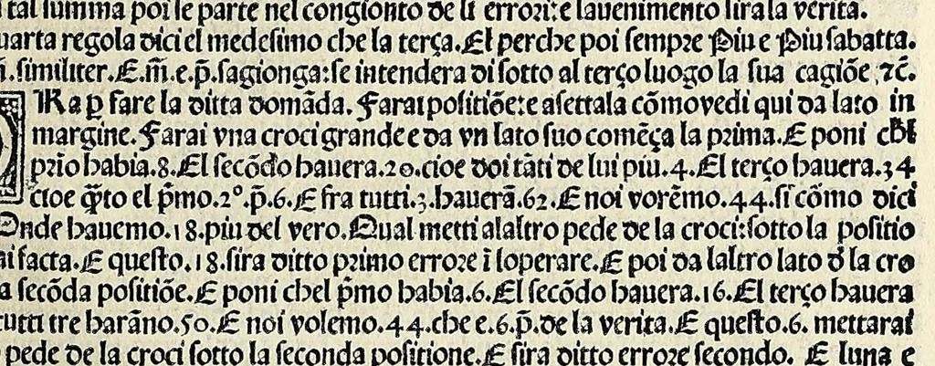 An illustration from Su[m]ma de arithmetica geometria proportioni [et] proportionalita, leaf 219