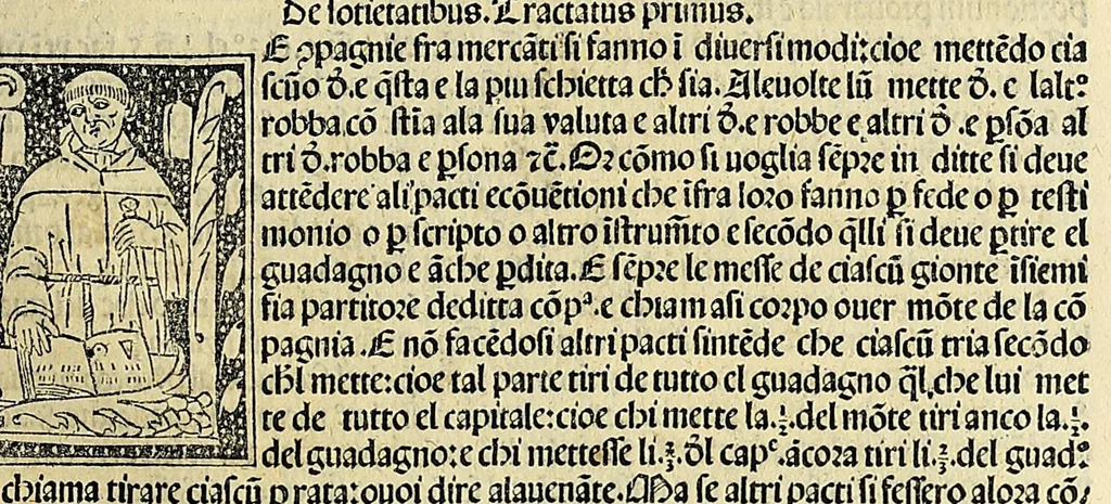 An illustration from Su[m]ma de arithmetica geometria proportioni [et] proportionalita, leaf 319