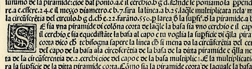 An illustration from Su[m]ma de arithmetica geometria proportioni [et] proportionalita, leaf 564