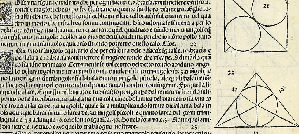 An illustration from Su[m]ma de arithmetica geometria proportioni [et] proportionalita, leaf 575