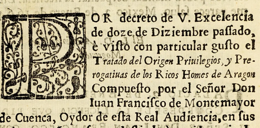 An illustration from Summaria investigacion de el origin, y privilegios, de los ricos hombres o nobles, caballeros, infanzones o hijos dalgo, y señores de vassallos de Aragon, y del absoluto poder queen ellos tienen. : Parte primera, 1664, leaf 13