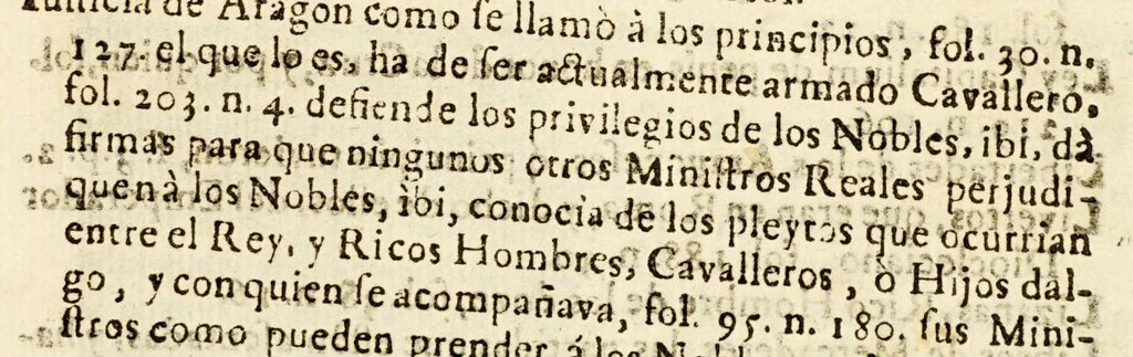 An illustration from Summaria investigacion de el origin, y privilegios, de los ricos hombres o nobles, caballeros, infanzones o hijos dalgo, y señores de vassallos de Aragon, y del absoluto poder queen ellos tienen. : Parte primera, 1664, leaf 977