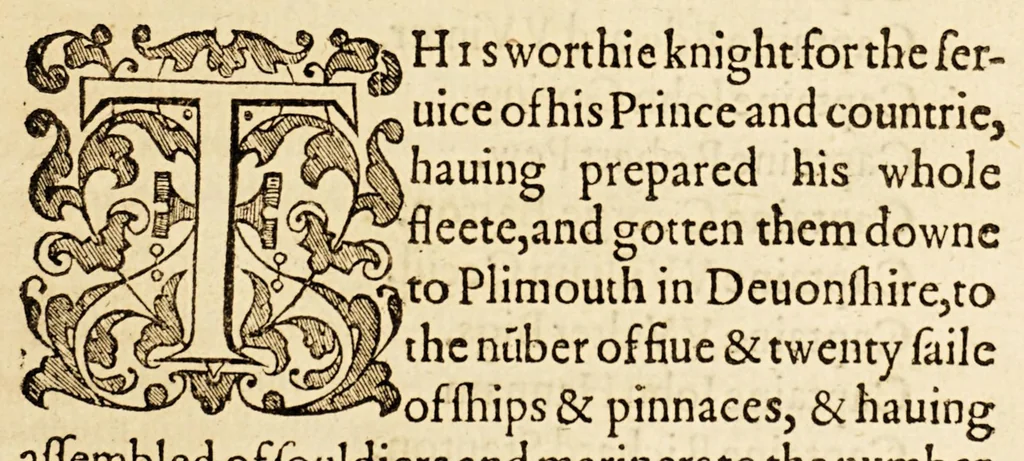 An illustration from A summarie and true discourse of Sir Francis Drakes VVest Indian voyage. : VVherein were taken, the townes of Saint Iago, Sancto Domingo, Cartagena and Saint Augustine. : With geographicall mappes exactly describing each of the townes with their scituations, and the manner of the armies approaching to the winning of them, 1596, leaf 13