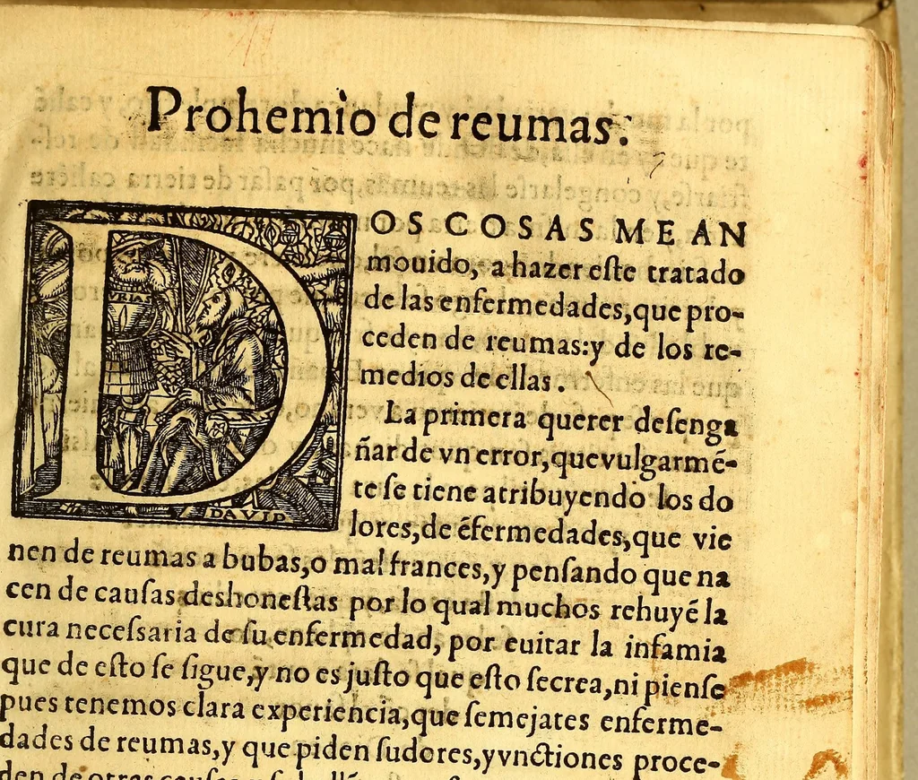 An illustration from Summa y recopilacion de cirugia, con un arte para sangrar, y examen de barberos,, 1595, leaf 21