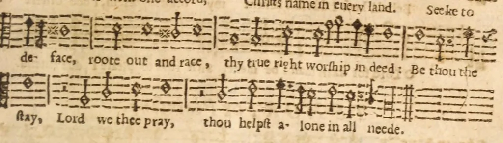 An illustration from The Whole booke of Psalmes : with the hymnes evangelicall, and songs spirituall ; composed into 4 parts by sundry authors, with such severall tunes as have beene, and are usually sung in England, Scotland, Wales, Germany, Italy, France, and the Netherlands ..., 1633, leaf 291