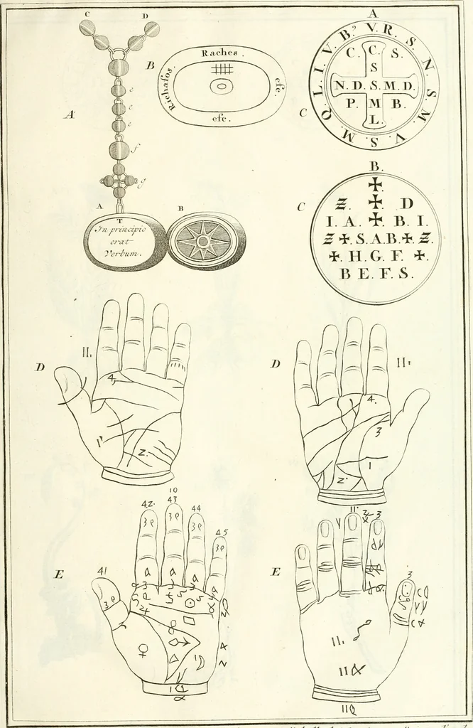 An illustration from Superstitions anciennes et modernes : prejugés vulgaires, qui ont induit les peuples à des usages & à des pratiques contraires à la religion, 1733, leaf 100