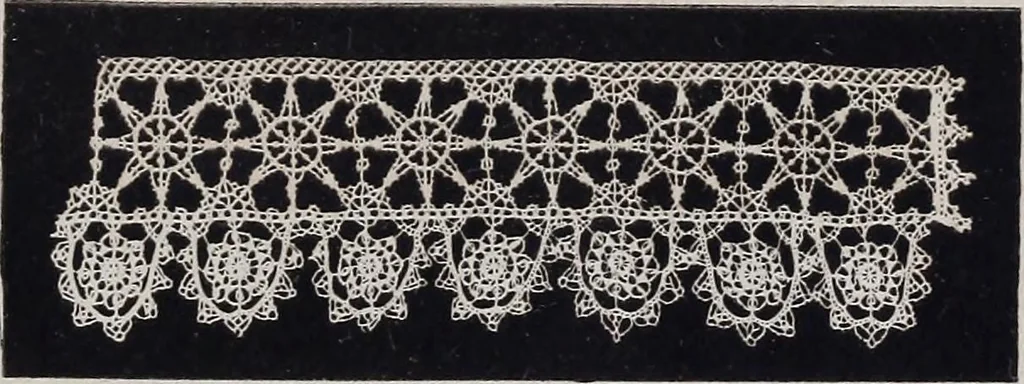 An illustration from A supplemental descriptive catalogue of specimens of lace acquired for the South Kensington museum, between June 1880 and June 1890 / By Alan S. Cole, 1891, leaf 16