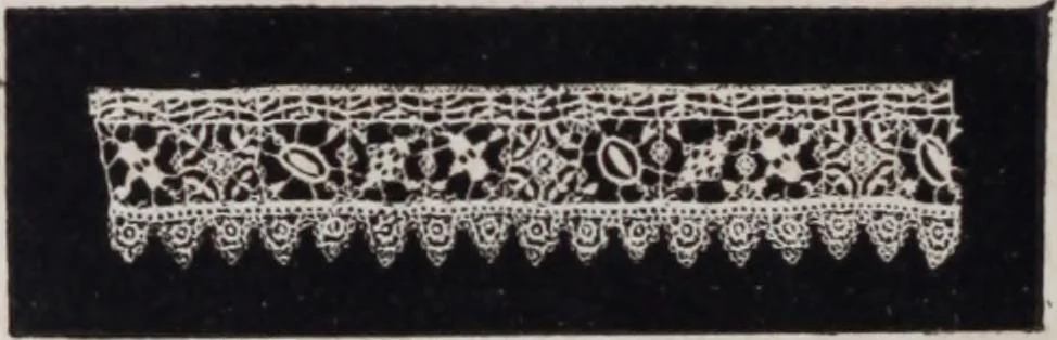 An illustration from A supplemental descriptive catalogue of specimens of lace acquired for the South Kensington museum, between June 1880 and June 1890 / By Alan S. Cole, 1891, leaf 19