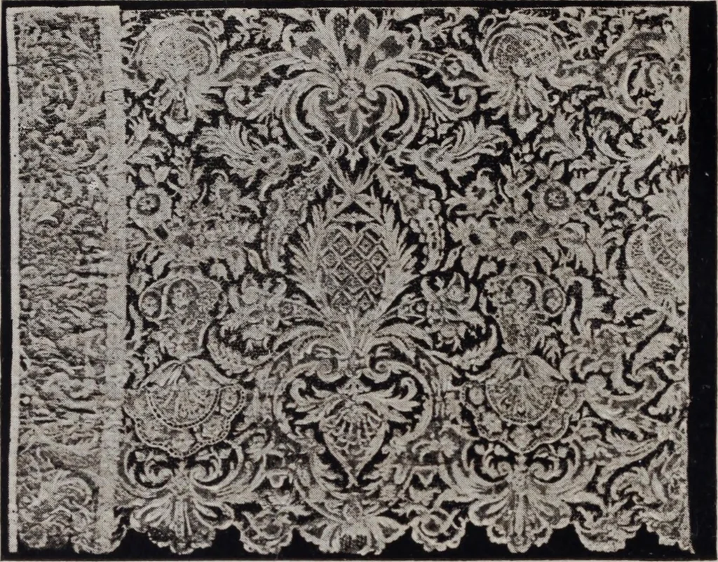 An illustration from A supplemental descriptive catalogue of specimens of lace acquired for the South Kensington museum, between June 1880 and June 1890 / By Alan S. Cole, 1891, leaf 31