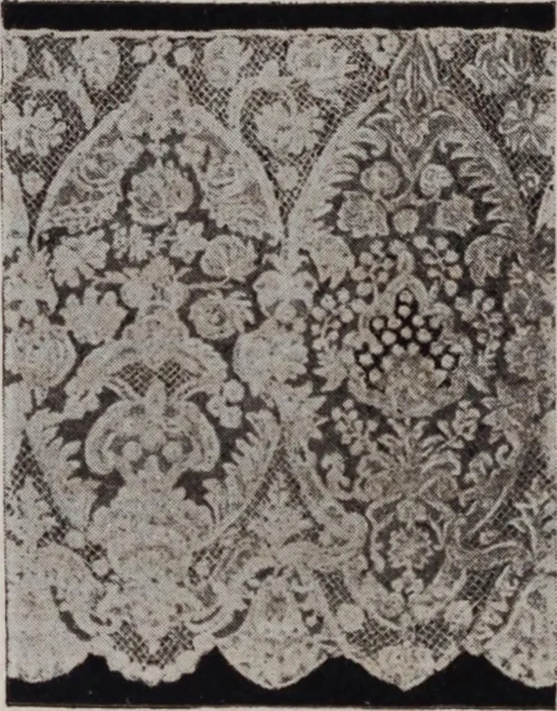 An illustration from A supplemental descriptive catalogue of specimens of lace acquired for the South Kensington museum, between June 1880 and June 1890 / By Alan S. Cole, 1891, leaf 37