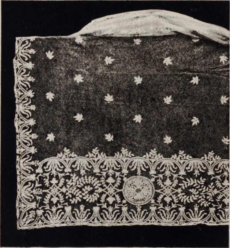 An illustration from A supplemental descriptive catalogue of specimens of lace acquired for the South Kensington museum, between June 1880 and June 1890 / By Alan S. Cole, 1891, leaf 45