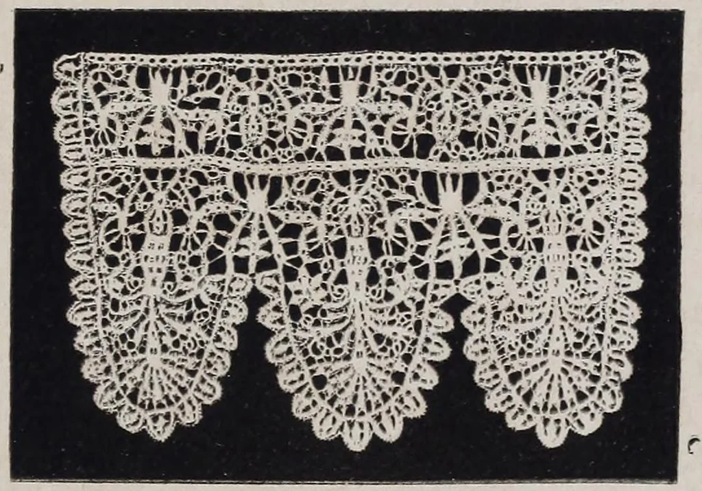 An illustration from A supplemental descriptive catalogue of specimens of lace acquired for the South Kensington museum, between June 1880 and June 1890 / By Alan S. Cole, 1891, leaf 56