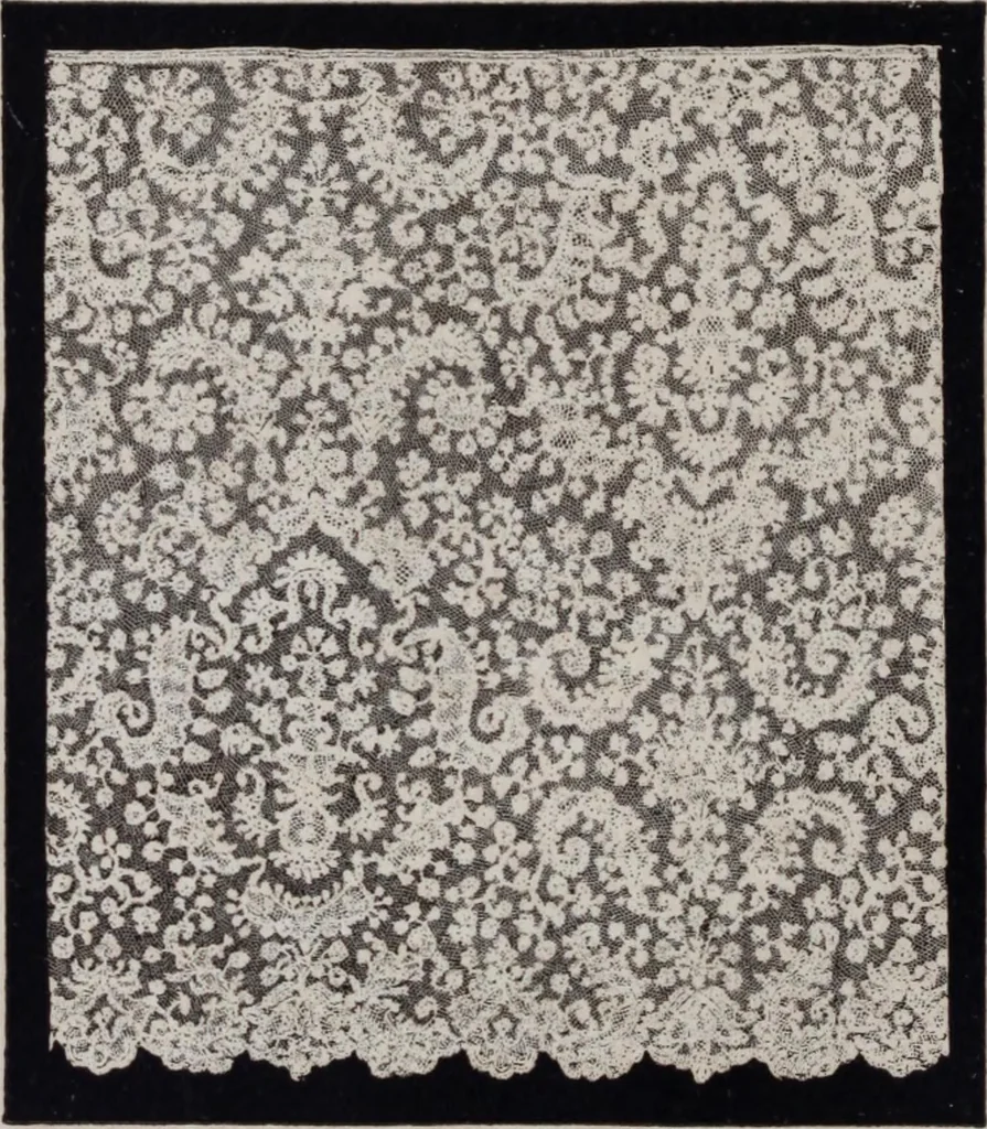 An illustration from A supplemental descriptive catalogue of specimens of lace acquired for the South Kensington museum, between June 1880 and June 1890 / By Alan S. Cole, 1891, leaf 59