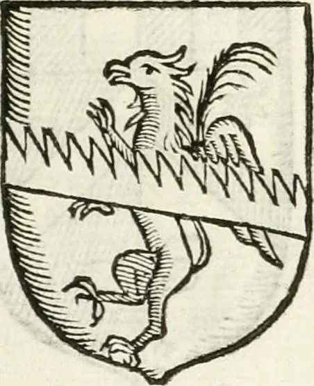 An illustration from Supplemento istorico dell'antica città di Forlì : in cui si descriue la provincia di Romagna ... : con la serie in fine dell' armi gentilizie di tutte le famiglie nobili viuenti, & alcune dell' estinte, e col catalogo de' vescoui e gouernatori ecclesiastici della medesima citta, 1678, leaf 830