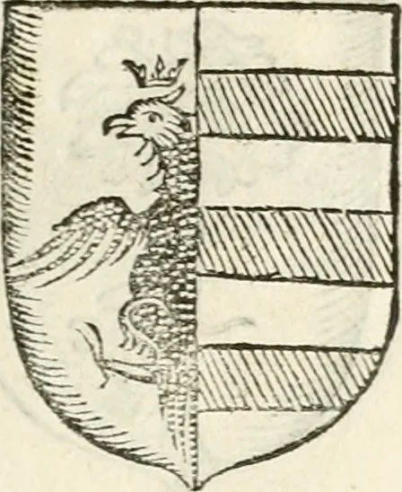 An illustration from Supplemento istorico dell'antica città di Forlì : in cui si descriue la provincia di Romagna ... : con la serie in fine dell' armi gentilizie di tutte le famiglie nobili viuenti, & alcune dell' estinte, e col catalogo de' vescoui e gouernatori ecclesiastici della medesima citta, 1678, leaf 832