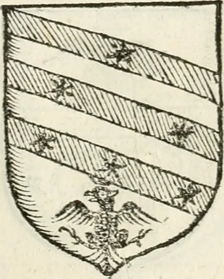 An illustration from Supplemento istorico dell'antica città di Forlì : in cui si descriue la provincia di Romagna ... : con la serie in fine dell' armi gentilizie di tutte le famiglie nobili viuenti, & alcune dell' estinte, e col catalogo de' vescoui e gouernatori ecclesiastici della medesima citta, 1678, leaf 838