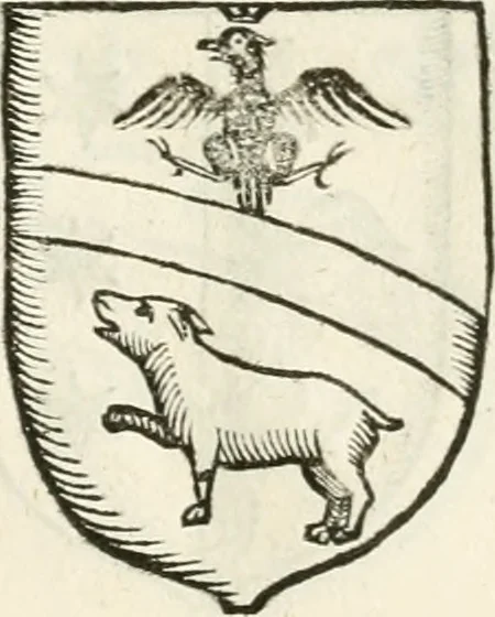 An illustration from Supplemento istorico dell'antica città di Forlì : in cui si descriue la provincia di Romagna ... : con la serie in fine dell' armi gentilizie di tutte le famiglie nobili viuenti, & alcune dell' estinte, e col catalogo de' vescoui e gouernatori ecclesiastici della medesima citta, 1678, leaf 838