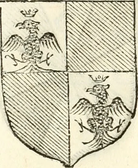 An illustration from Supplemento istorico dell'antica città di Forlì : in cui si descriue la provincia di Romagna ... : con la serie in fine dell' armi gentilizie di tutte le famiglie nobili viuenti, & alcune dell' estinte, e col catalogo de' vescoui e gouernatori ecclesiastici della medesima citta, 1678, leaf 839
