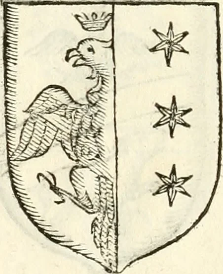 An illustration from Supplemento istorico dell'antica città di Forlì : in cui si descriue la provincia di Romagna ... : con la serie in fine dell' armi gentilizie di tutte le famiglie nobili viuenti, & alcune dell' estinte, e col catalogo de' vescoui e gouernatori ecclesiastici della medesima citta, 1678, leaf 839