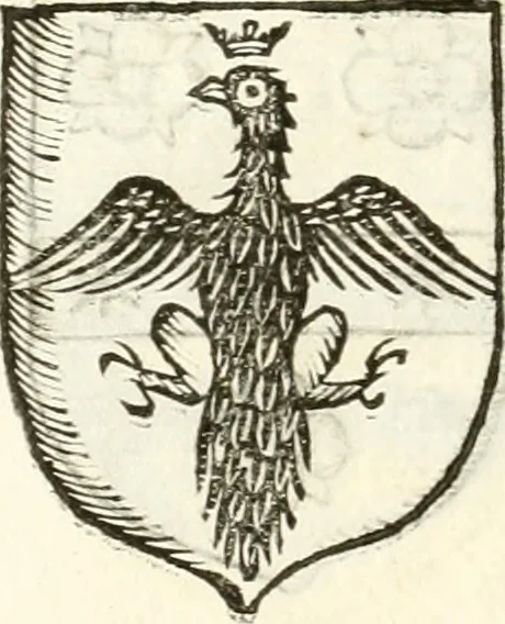 An illustration from Supplemento istorico dell'antica città di Forlì : in cui si descriue la provincia di Romagna ... : con la serie in fine dell' armi gentilizie di tutte le famiglie nobili viuenti, & alcune dell' estinte, e col catalogo de' vescoui e gouernatori ecclesiastici della medesima citta, 1678, leaf 841