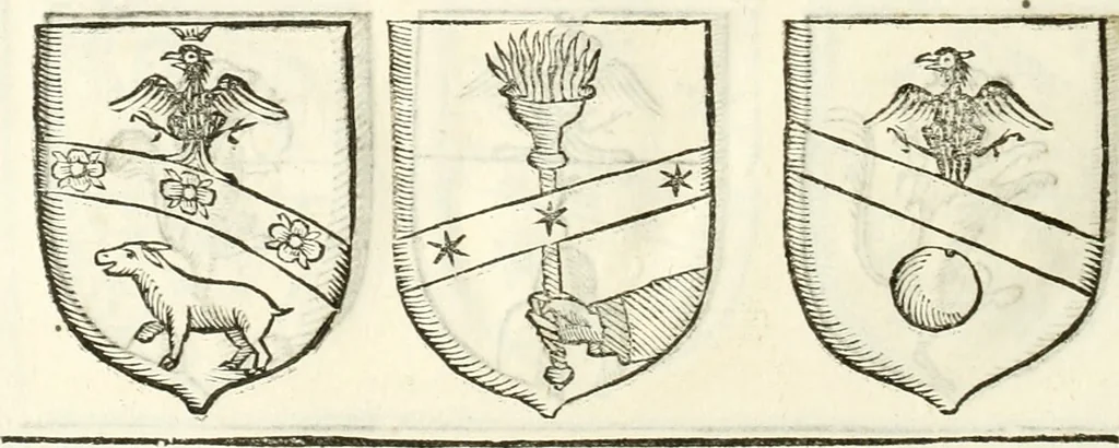An illustration from Supplemento istorico dell'antica città di Forlì : in cui si descriue la provincia di Romagna ... : con la serie in fine dell' armi gentilizie di tutte le famiglie nobili viuenti, & alcune dell' estinte, e col catalogo de' vescoui e gouernatori ecclesiastici della medesima citta, 1678, leaf 841