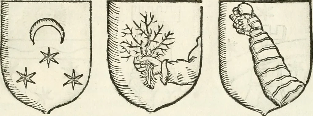 An illustration from Supplemento istorico dell'antica città di Forlì : in cui si descriue la provincia di Romagna ... : con la serie in fine dell' armi gentilizie di tutte le famiglie nobili viuenti, & alcune dell' estinte, e col catalogo de' vescoui e gouernatori ecclesiastici della medesima citta, 1678, leaf 842