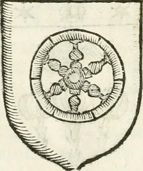 An illustration from Supplemento istorico dell'antica città di Forlì : in cui si descriue la provincia di Romagna ... : con la serie in fine dell' armi gentilizie di tutte le famiglie nobili viuenti, & alcune dell' estinte, e col catalogo de' vescoui e gouernatori ecclesiastici della medesima citta, 1678, leaf 842