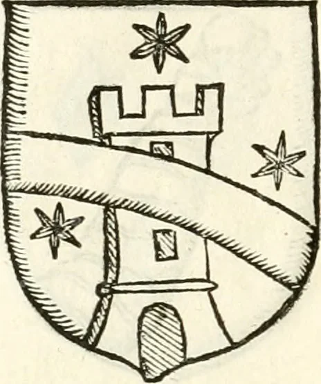 An illustration from Supplemento istorico dell'antica città di Forlì : in cui si descriue la provincia di Romagna ... : con la serie in fine dell' armi gentilizie di tutte le famiglie nobili viuenti, & alcune dell' estinte, e col catalogo de' vescoui e gouernatori ecclesiastici della medesima citta, 1678, leaf 843