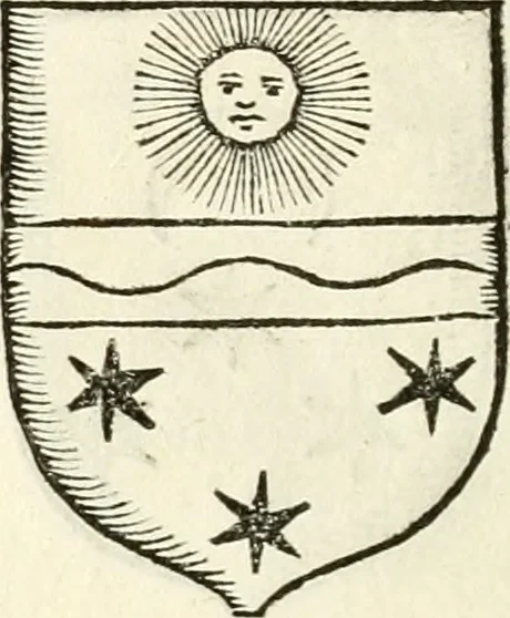 An illustration from Supplemento istorico dell'antica città di Forlì : in cui si descriue la provincia di Romagna ... : con la serie in fine dell' armi gentilizie di tutte le famiglie nobili viuenti, & alcune dell' estinte, e col catalogo de' vescoui e gouernatori ecclesiastici della medesima citta, 1678, leaf 843