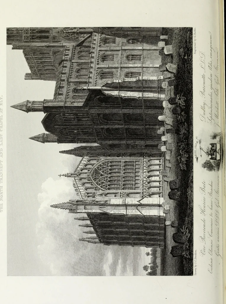 An illustration from A supplement to the second edition of Mr. Bentham's History & antiquities of the cathedral & conventual church of Ely : comprising enlarged accounts of the monastery, lady chapel, Prior Crawden's chapel, the palaces and other buildings connected with the See and the church : with lists of the chancellors, vicars general, officials, commissaries, chief justices of the Isle of Ely, &c. : also, notes, architectural, biographical, historical and explanatory, 1817, leaf 113