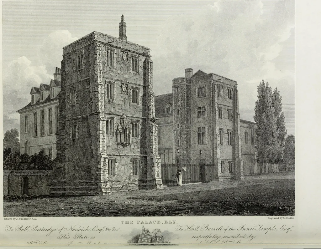 An illustration from A supplement to the second edition of Mr. Bentham's History & antiquities of the cathedral & conventual church of Ely : comprising enlarged accounts of the monastery, lady chapel, Prior Crawden's chapel, the palaces and other buildings connected with the See and the church : with lists of the chancellors, vicars general, officials, commissaries, chief justices of the Isle of Ely, &c. : also, notes, architectural, biographical, historical and explanatory, 1817, leaf 132