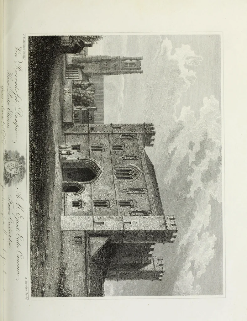 An illustration from A supplement to the second edition of Mr. Bentham's History & antiquities of the cathedral & conventual church of Ely : comprising enlarged accounts of the monastery, lady chapel, Prior Crawden's chapel, the palaces and other buildings connected with the See and the church : with lists of the chancellors, vicars general, officials, commissaries, chief justices of the Isle of Ely, &c. : also, notes, architectural, biographical, historical and explanatory, 1817, leaf 80