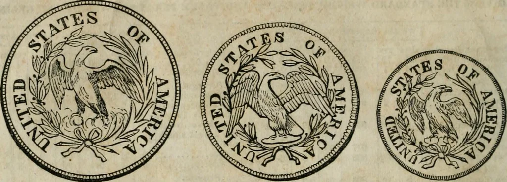 An illustration from Supplement to Thompson's Bank note reporter, containing 750 fac-similes of the various gold and silver coins, most generally found in circulation, 1850, leaf 11