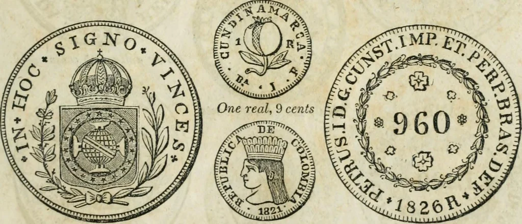 An illustration from Supplement to Thompson's Bank note reporter, containing 750 fac-similes of the various gold and silver coins, most generally found in circulation, 1850, leaf 12