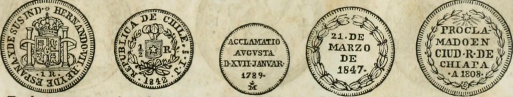 An illustration from Supplement to Thompson's Bank note reporter, containing 750 fac-similes of the various gold and silver coins, most generally found in circulation, 1850, leaf 14