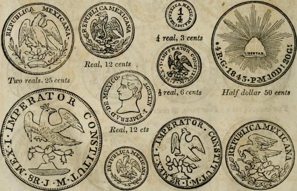 An illustration from Supplement to Thompson's Bank note reporter, containing 750 fac-similes of the various gold and silver coins, most generally found in circulation, 1850, leaf 17