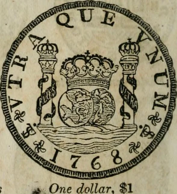 An illustration from Supplement to Thompson's Bank note reporter, containing 750 fac-similes of the various gold and silver coins, most generally found in circulation, 1850, leaf 19