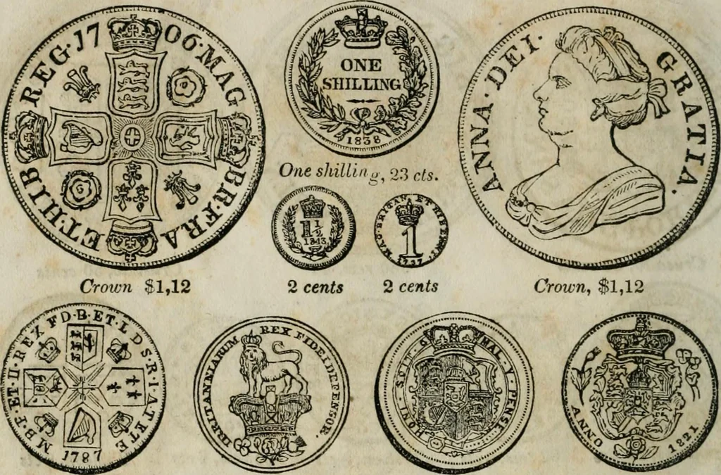 An illustration from Supplement to Thompson's Bank note reporter, containing 750 fac-similes of the various gold and silver coins, most generally found in circulation, 1850, leaf 23
