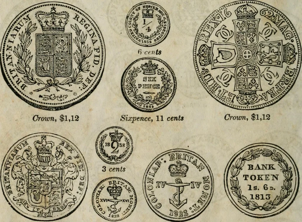 An illustration from Supplement to Thompson's Bank note reporter, containing 750 fac-similes of the various gold and silver coins, most generally found in circulation, 1850, leaf 23