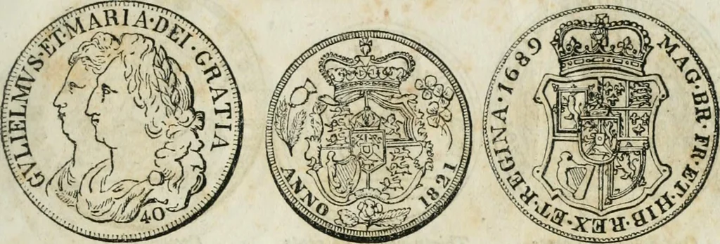 An illustration from Supplement to Thompson's Bank note reporter, containing 750 fac-similes of the various gold and silver coins, most generally found in circulation, 1850, leaf 24