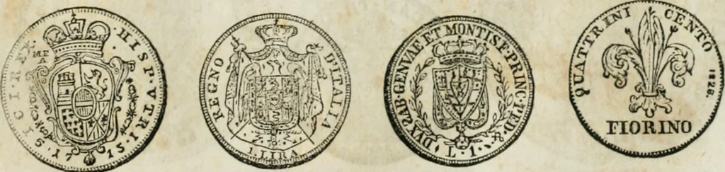 An illustration from Supplement to Thompson's Bank note reporter, containing 750 fac-similes of the various gold and silver coins, most generally found in circulation, 1850, leaf 26