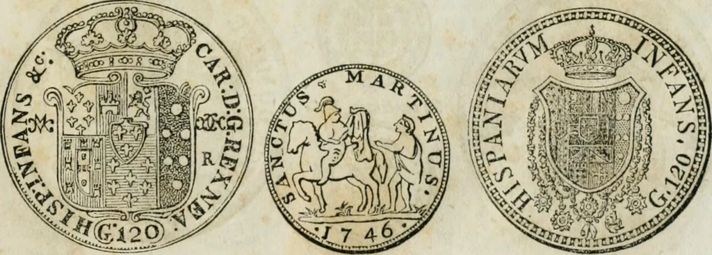 An illustration from Supplement to Thompson's Bank note reporter, containing 750 fac-similes of the various gold and silver coins, most generally found in circulation, 1850, leaf 28