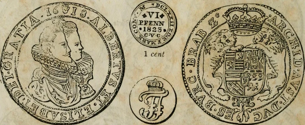 An illustration from Supplement to Thompson's Bank note reporter, containing 750 fac-similes of the various gold and silver coins, most generally found in circulation, 1850, leaf 31