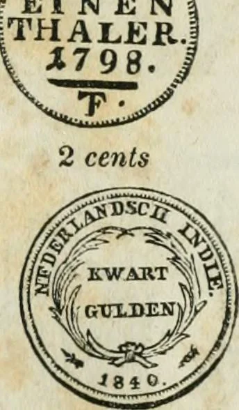 An illustration from Supplement to Thompson's Bank note reporter, containing 750 fac-similes of the various gold and silver coins, most generally found in circulation, 1850, leaf 32
