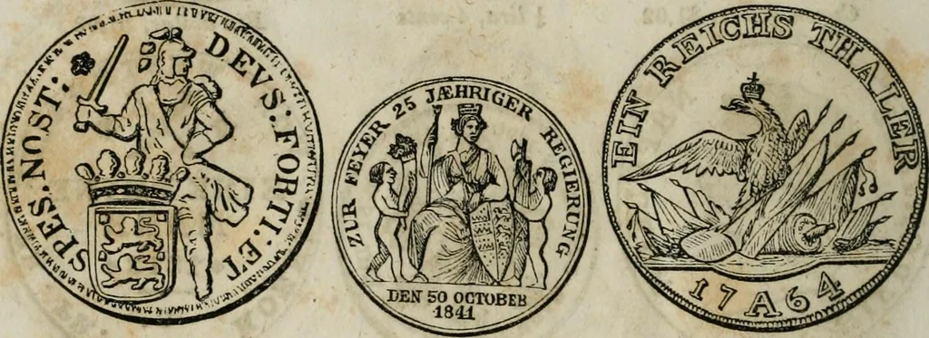 An illustration from Supplement to Thompson's Bank note reporter, containing 750 fac-similes of the various gold and silver coins, most generally found in circulation, 1850, leaf 35