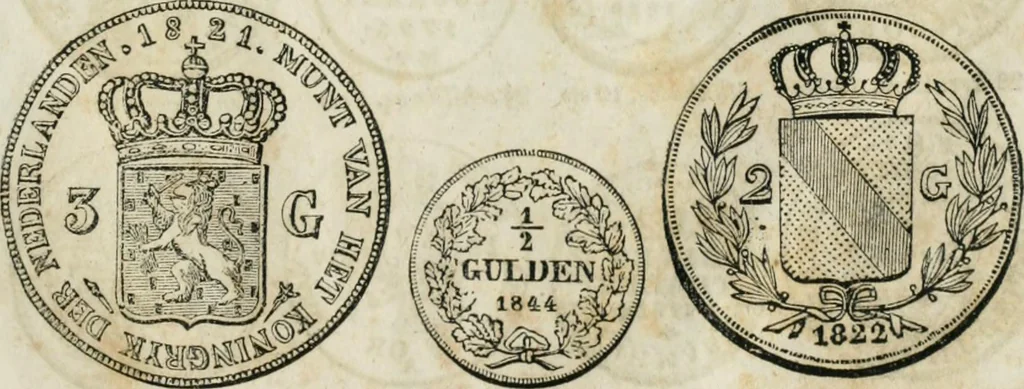 An illustration from Supplement to Thompson's Bank note reporter, containing 750 fac-similes of the various gold and silver coins, most generally found in circulation, 1850, leaf 36